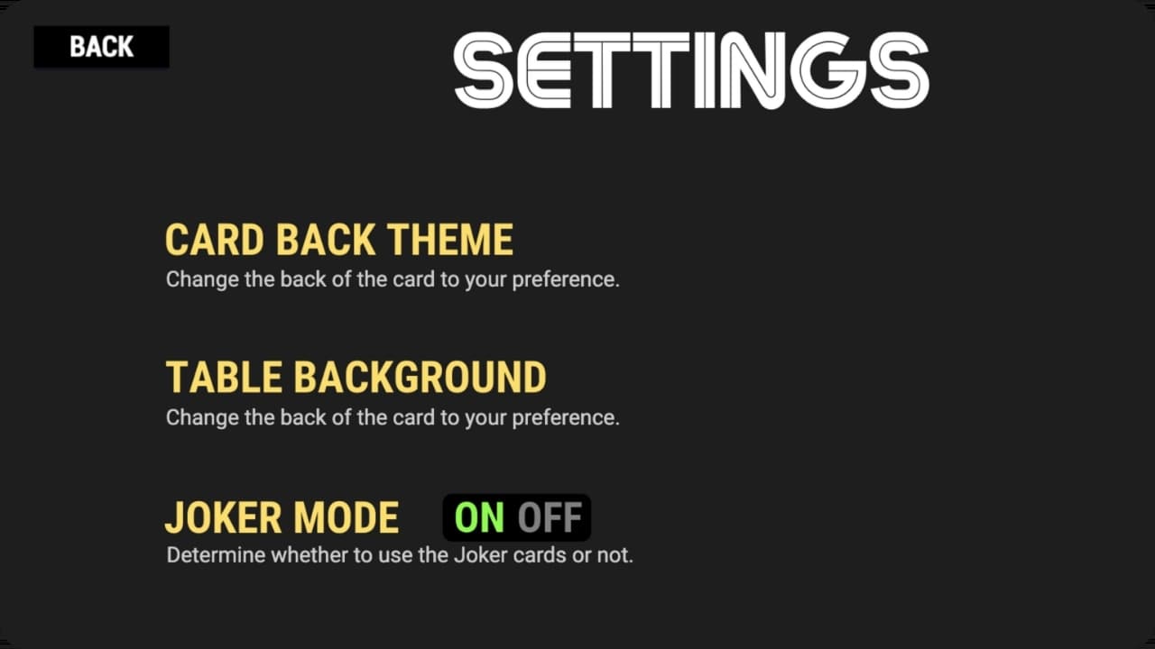 Ex. 7 - A rudimentary Settings menu found in DINGO! version 1